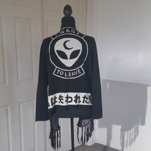 Disturbia Black and White Knit Cardigan Label Detail